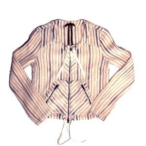 Free People Waffle Cotton Jacket Apricot Stripe XS